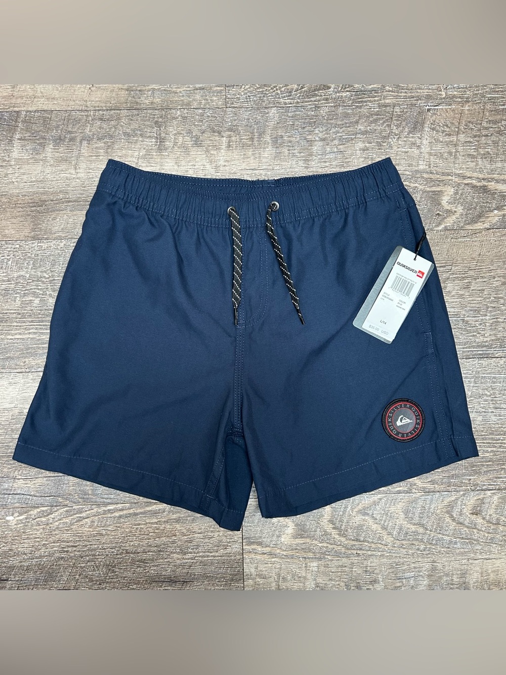 Quiksilver Boy’s Navy Blue Elastic Waist Swim Trunks